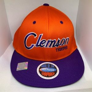 Vintage Clemson Tigers Script Hat Orange Snapback Eclipse 90's NEW